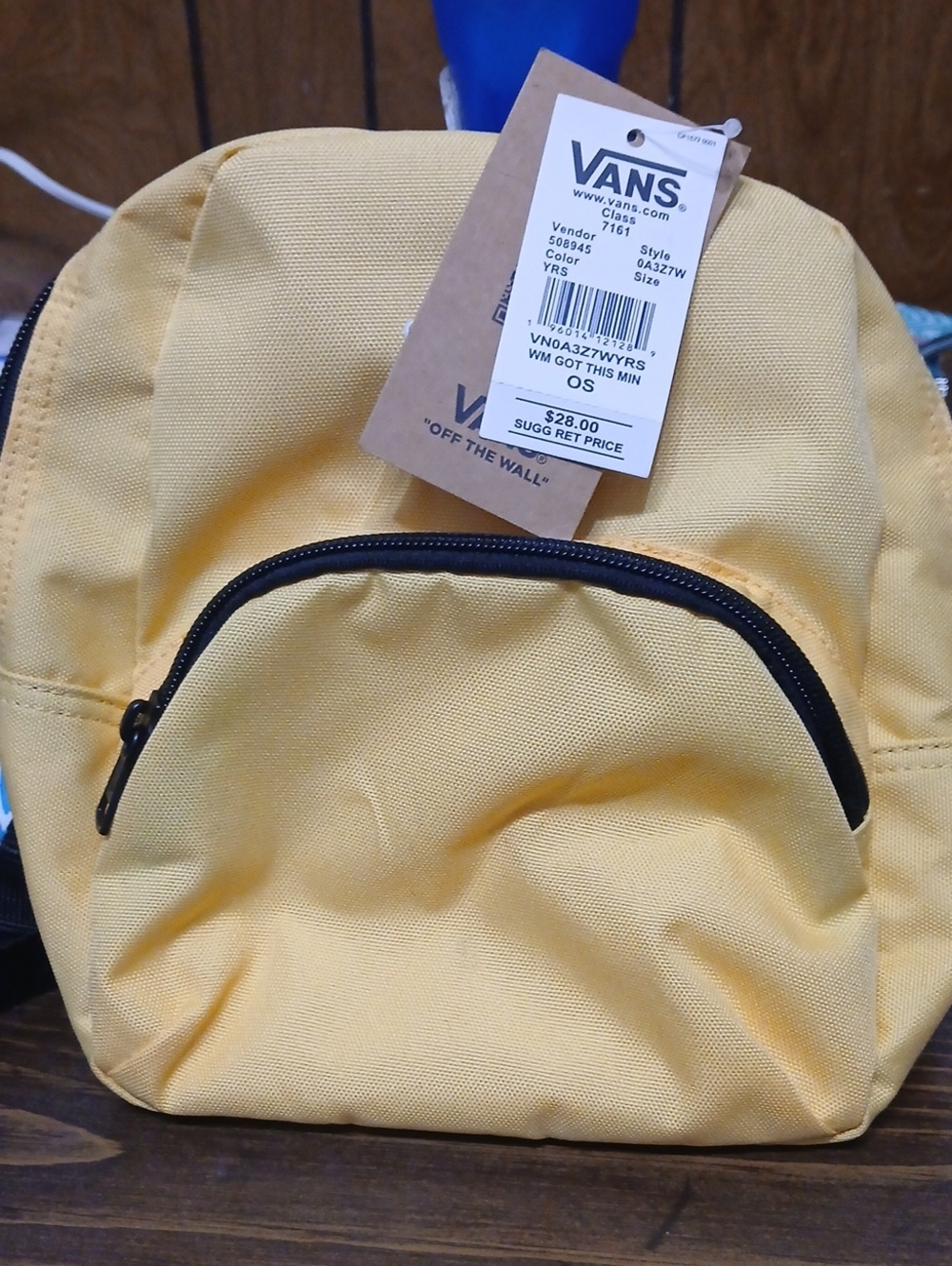 Vans Yellow Mini Backpack with Black Zipper Accents